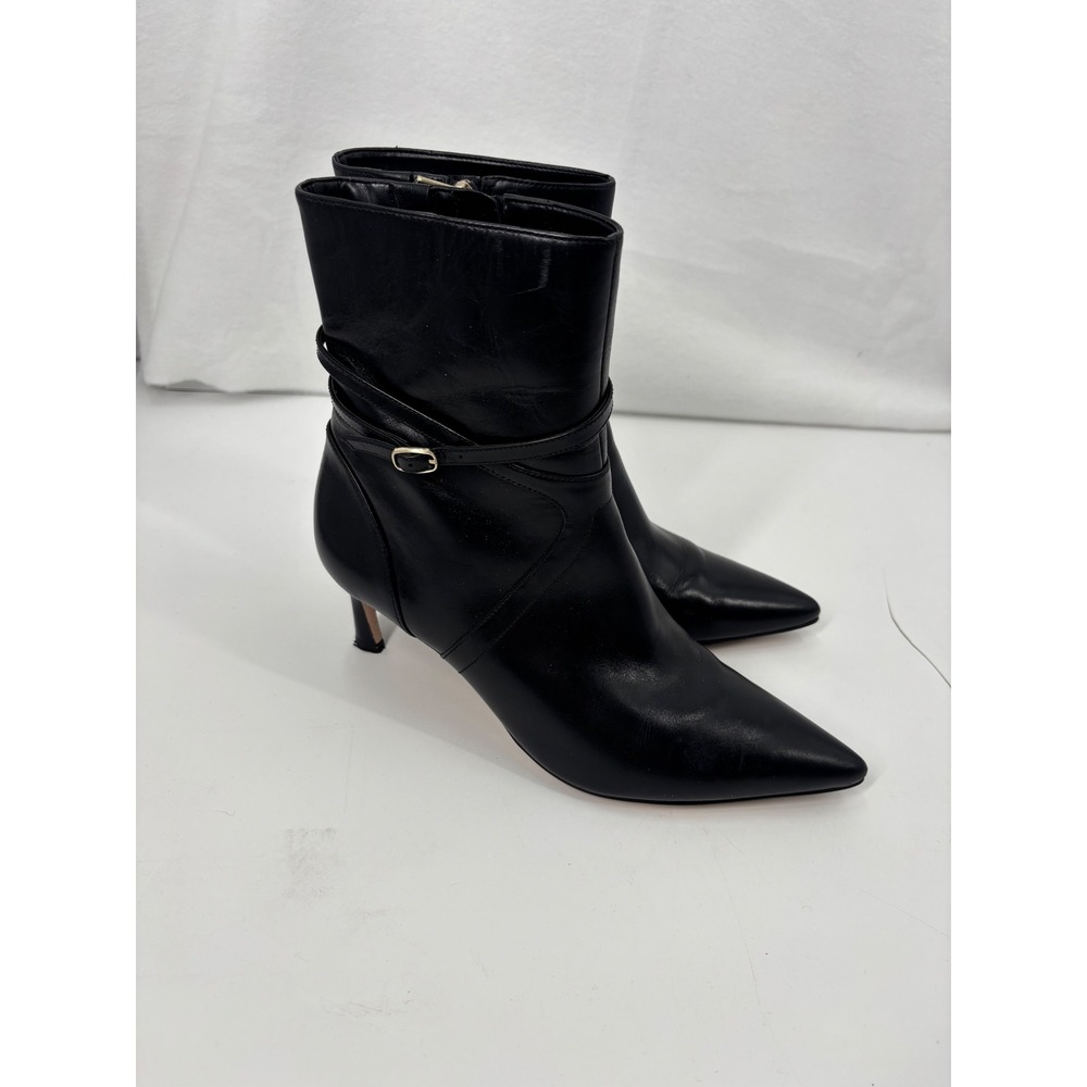 27 Edit Naturalizer Florette Booties Womens 8M Black Leather Kitten Heel Pointed